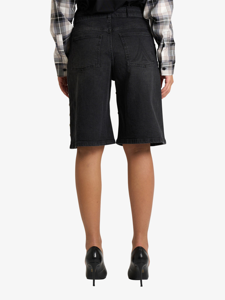 AKEP bermuda in denim con borchie donna nero
