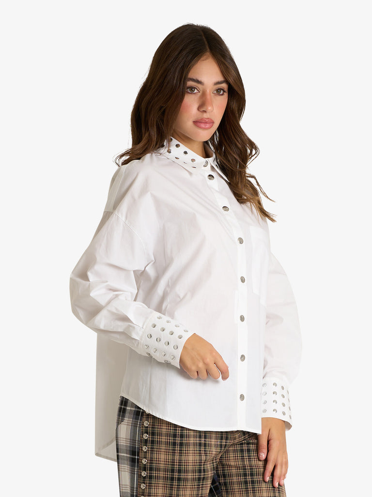 AKEP camicia con dettaglio borchie donna bianco