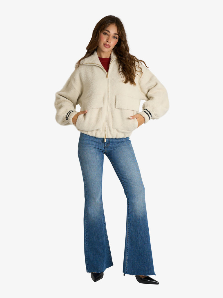 AKEP bomber effetto pelliccia donna panna