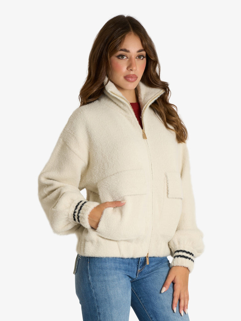 AKEP bomber effetto pelliccia donna panna