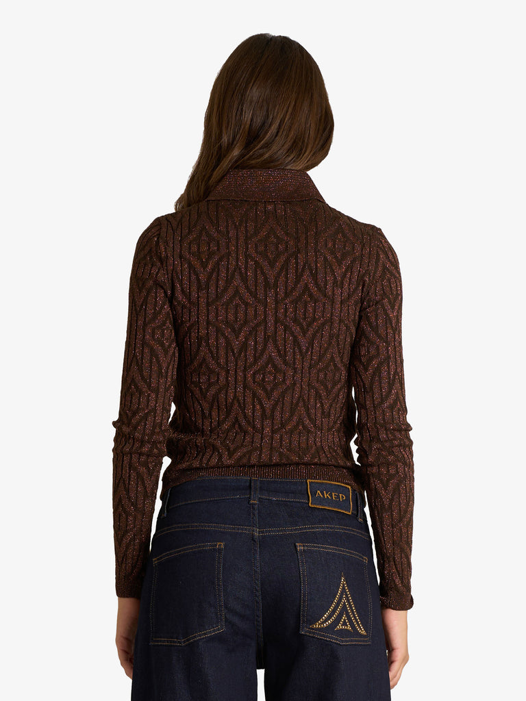 AKEP polo a costine donna marrone viscosa