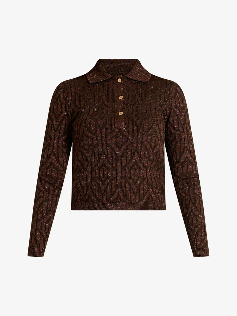 AKEP polo a costine donna marrone viscosa