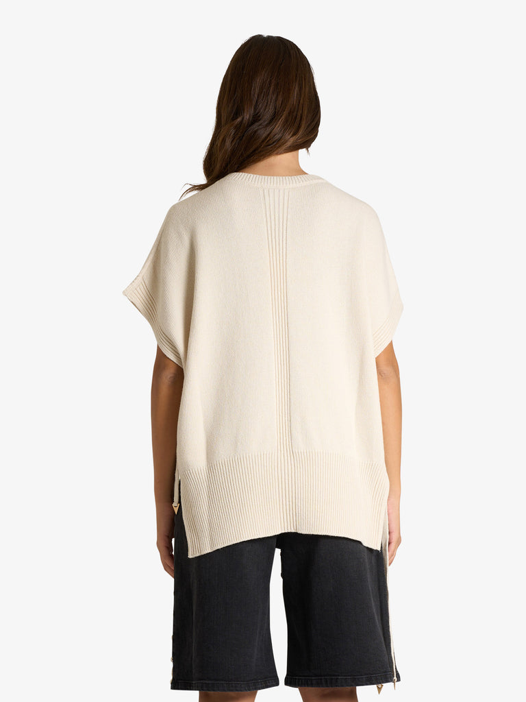 AKEP gilet in maglia donna panna viscosa