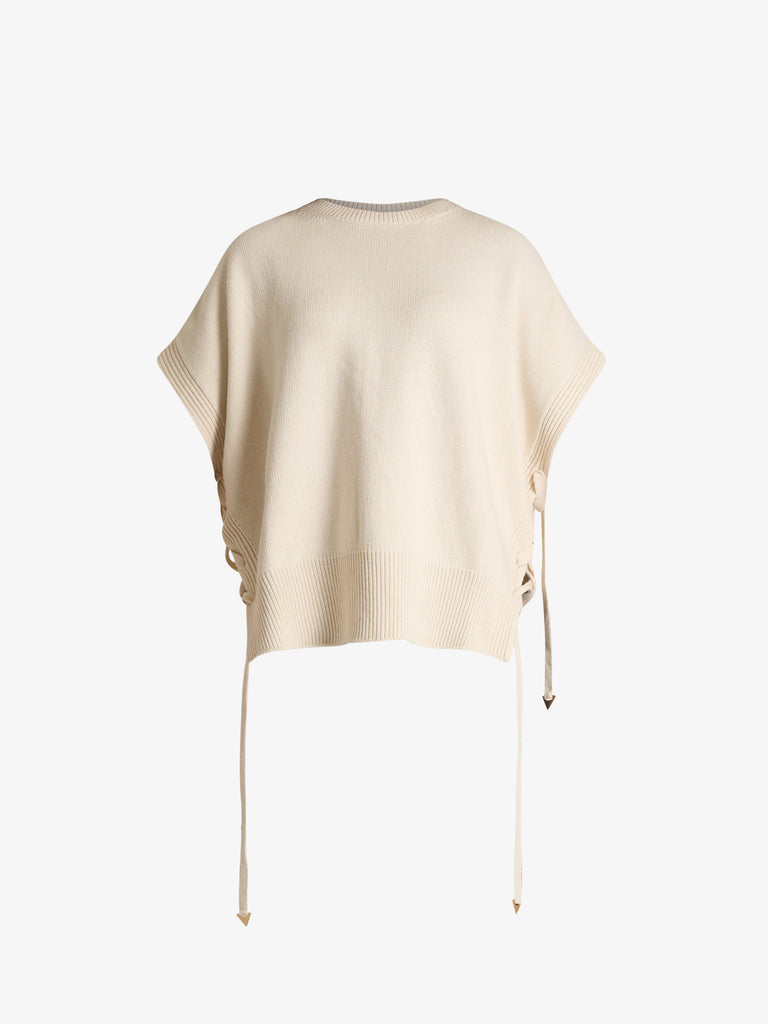 AKEP gilet in maglia donna panna viscosa