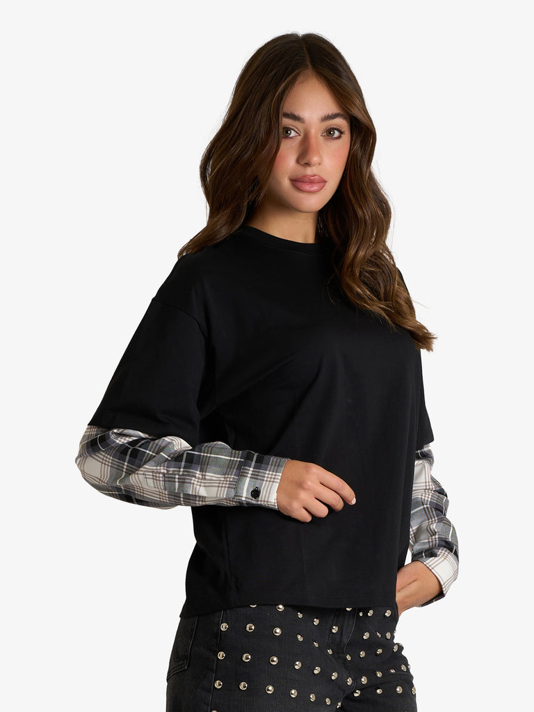 AKEP t-shirt con fanstasia donna nero cotone