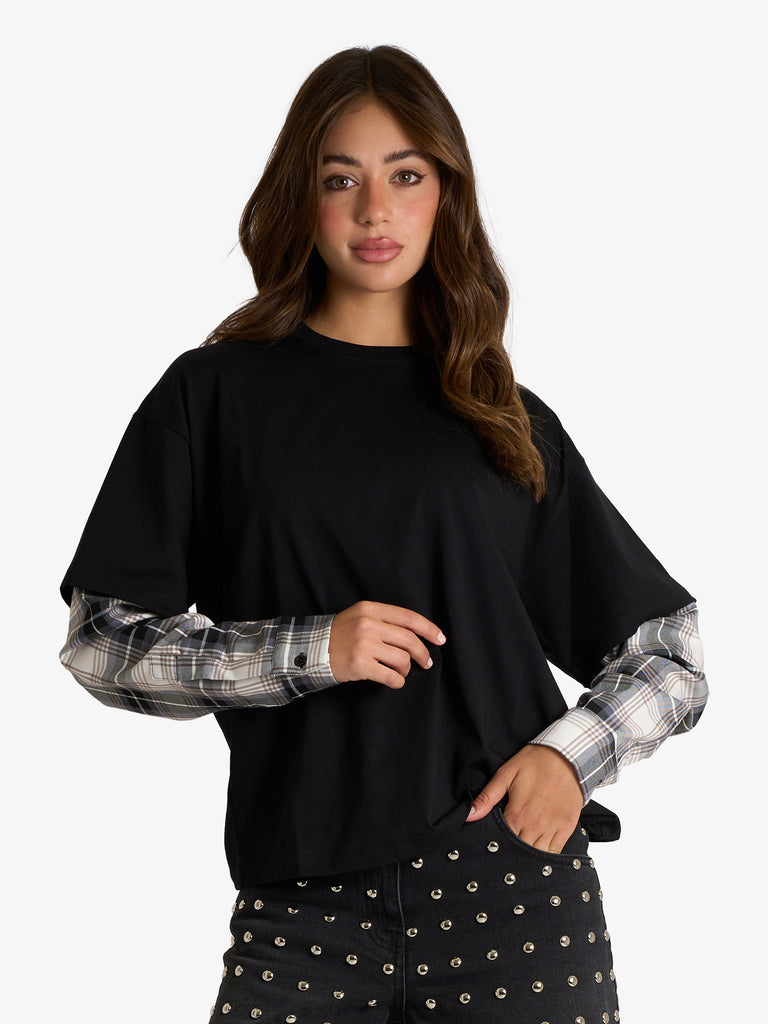 AKEP t-shirt con fanstasia donna nero cotone