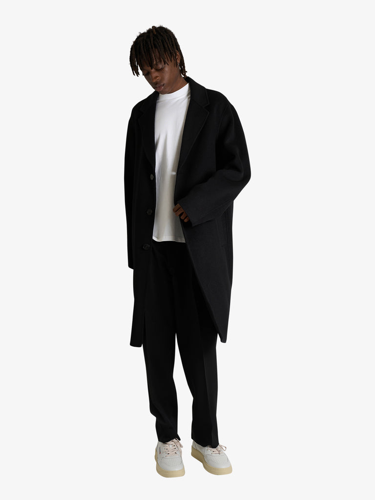 AMARANTO cappotto tre bottoni uomo nero lana