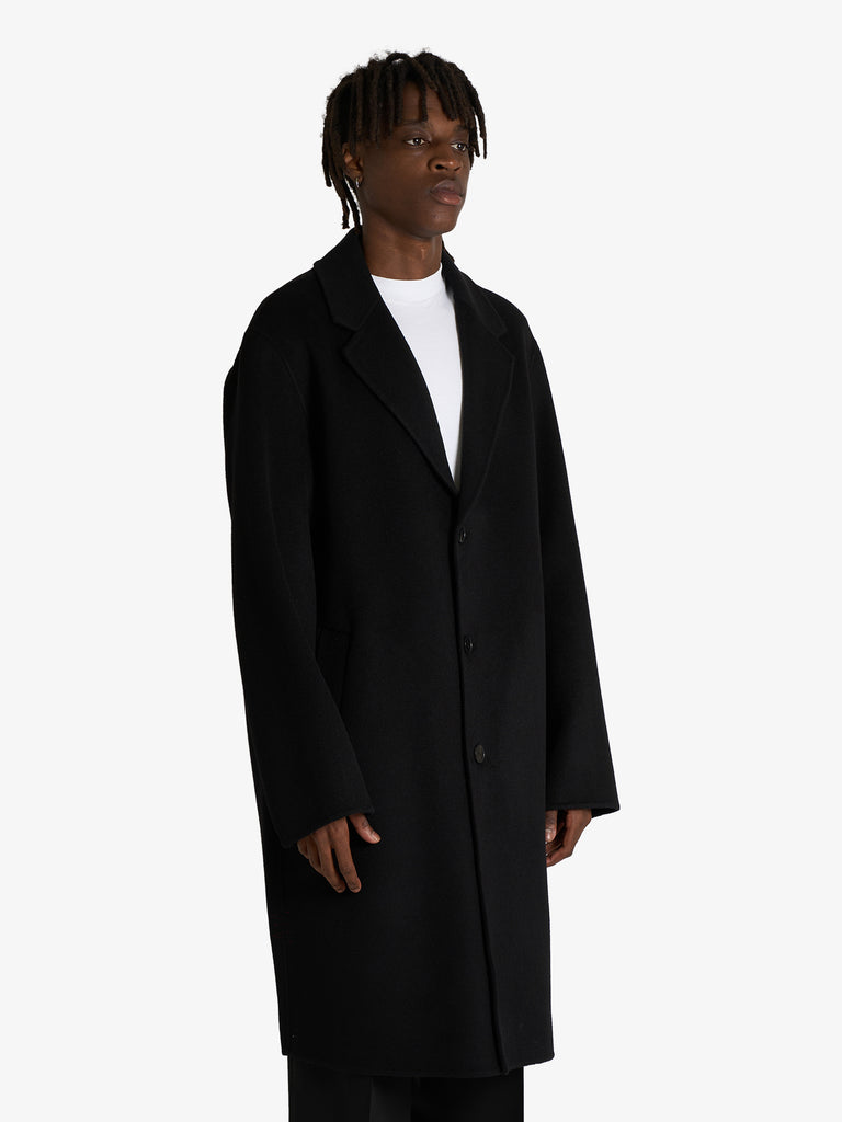 AMARANTO cappotto tre bottoni uomo nero lana