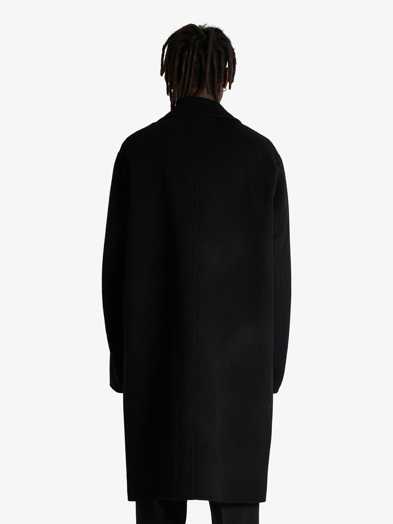 AMARANTO cappotto tre bottoni uomo nero lana