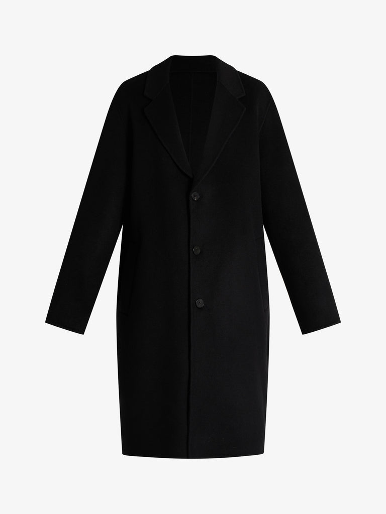 AMARANTO cappotto tre bottoni uomo nero lana