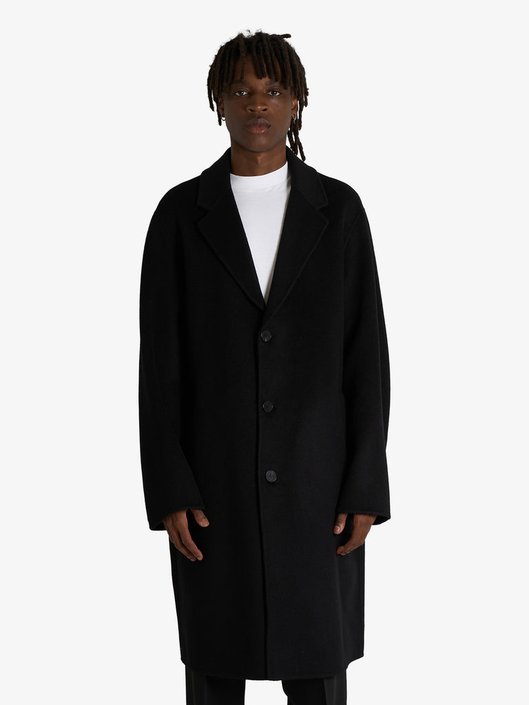 AMARANTO cappotto tre bottoni uomo nero lana