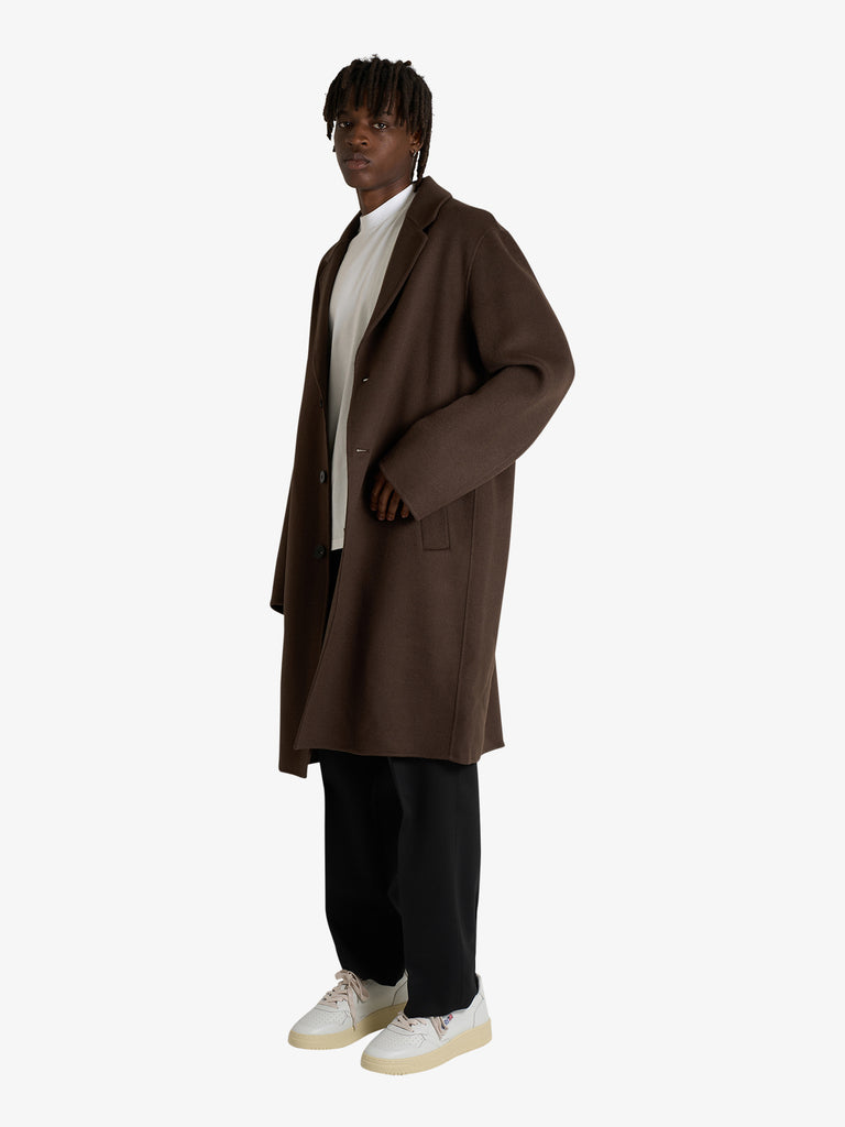 AMARANTO cappotto tre bottoni uomo marrone lana