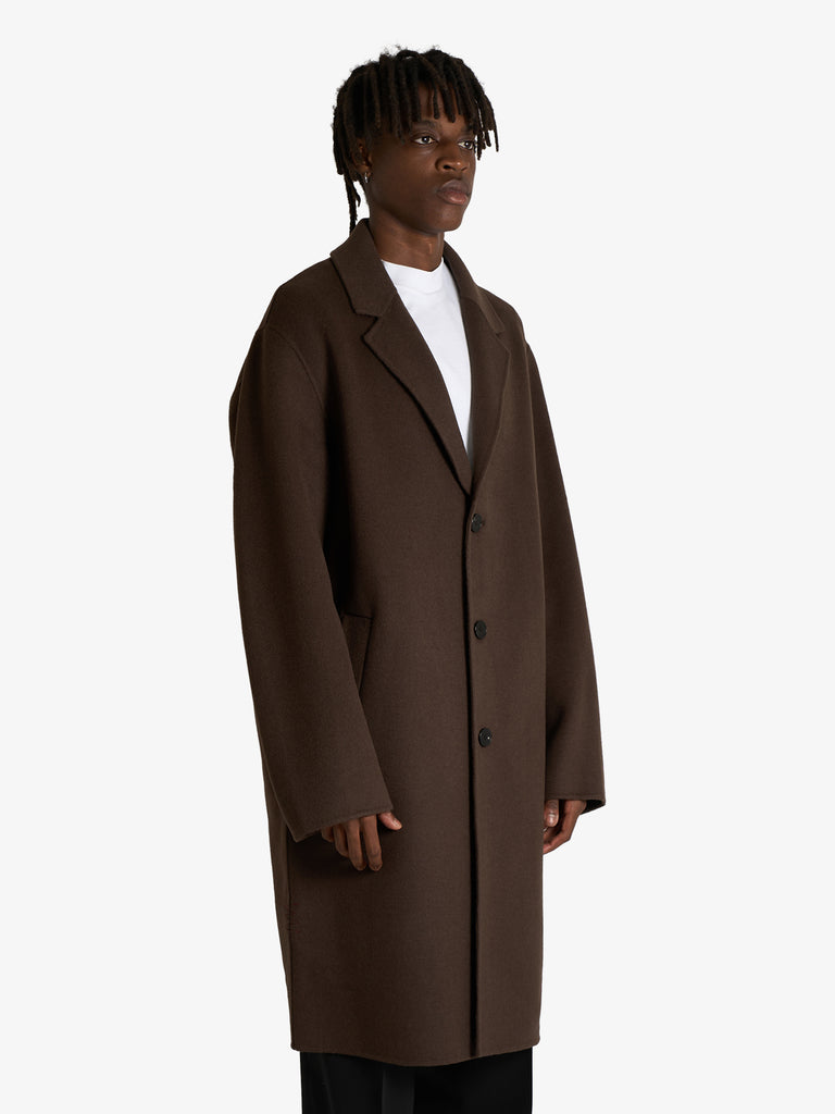 AMARANTO cappotto tre bottoni uomo marrone lana