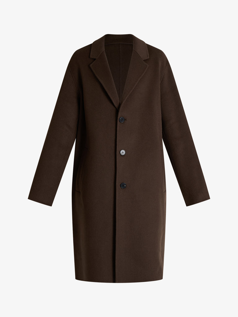 AMARANTO cappotto tre bottoni uomo marrone lana