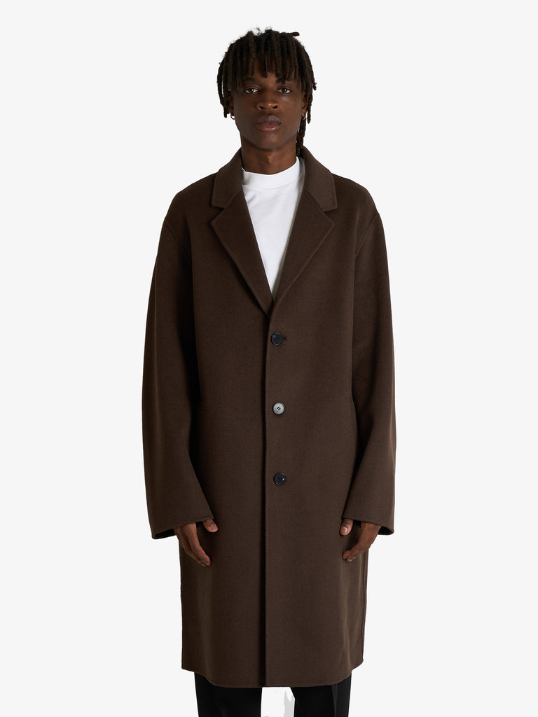 AMARANTO cappotto tre bottoni uomo marrone lana