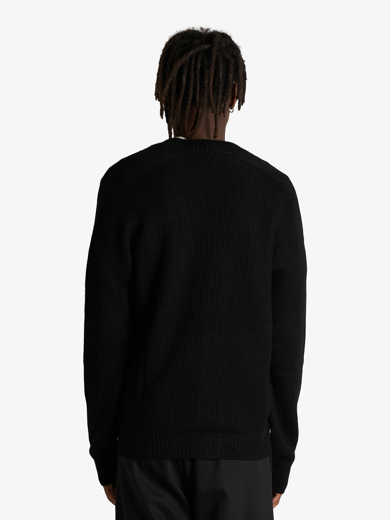 AMARANTO cardigan scollo a v uomo nero lana