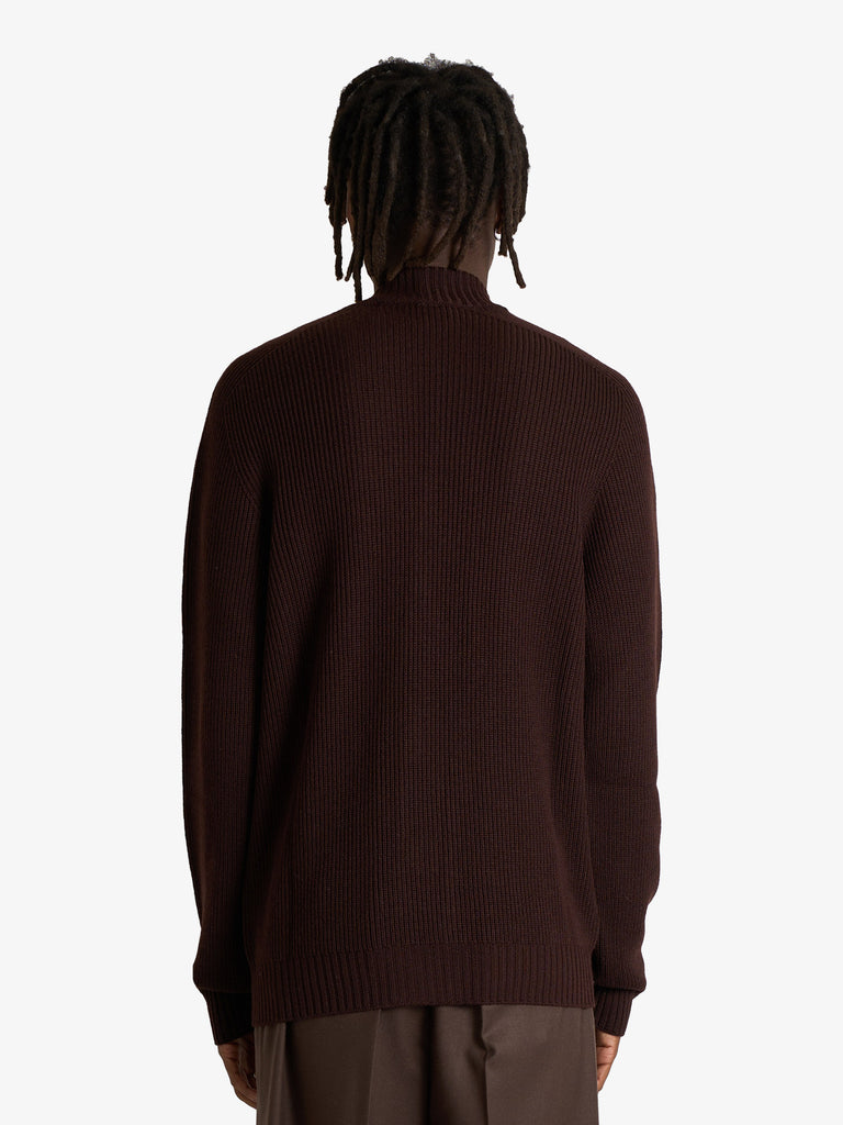 AMARANTO cardigan scollo a v uomo marrone lana