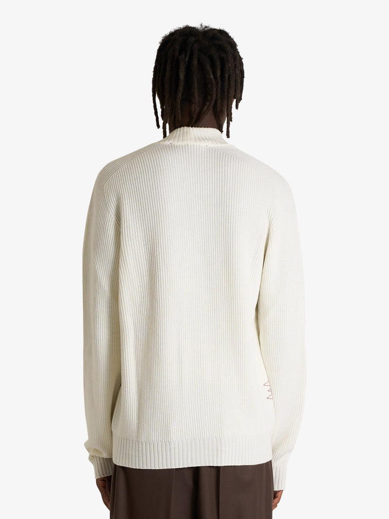 AMARANTO cardigan scollo a v uomo panna lana