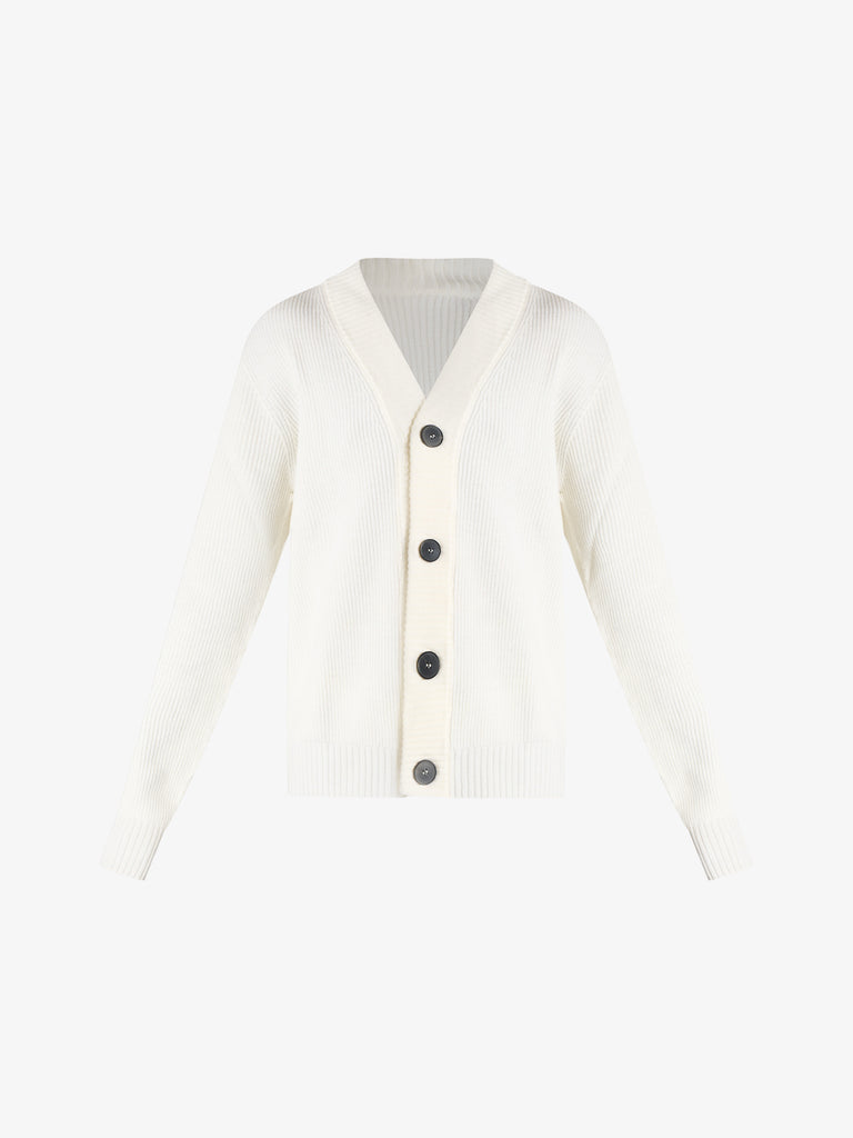 AMARANTO cardigan scollo a v uomo panna lana