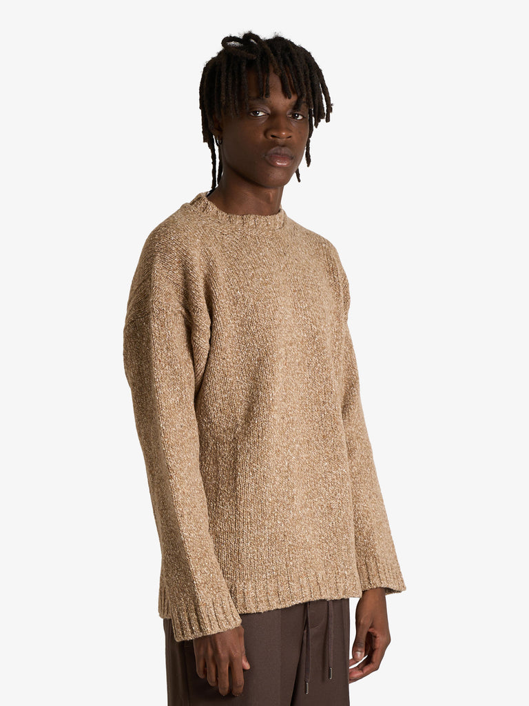 AMARANTO maglia texute morbida uomo beige lana