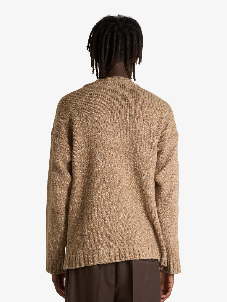 AMARANTO maglia texute morbida uomo beige lana