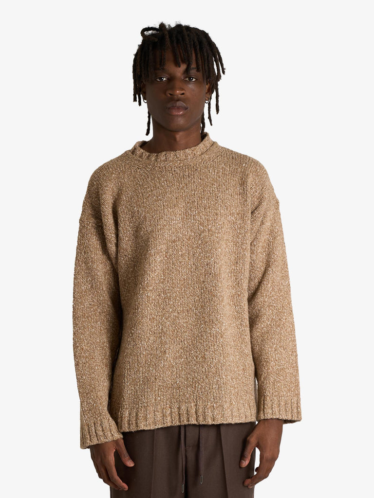 AMARANTO maglia texute morbida uomo beige lana