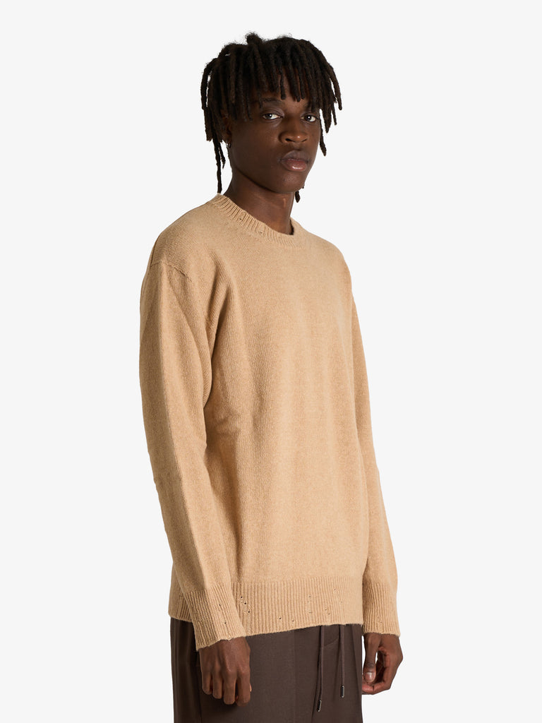 AMARANTO maglia a maniche lunghe uomo beige lana