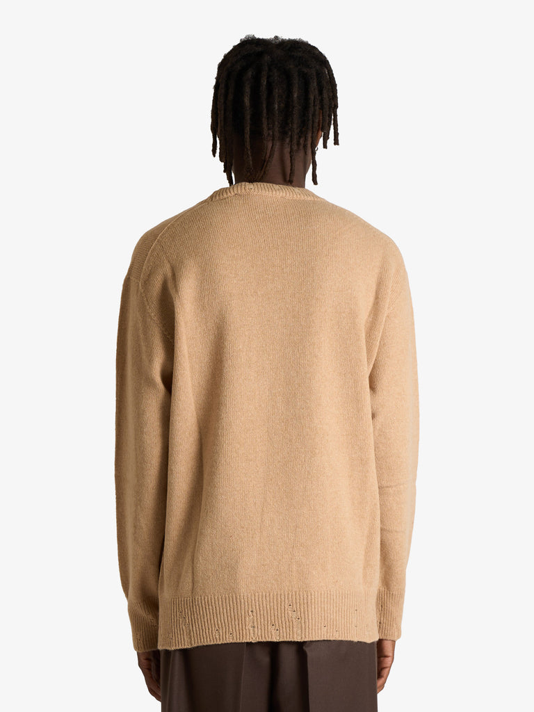 AMARANTO maglia a maniche lunghe uomo beige lana