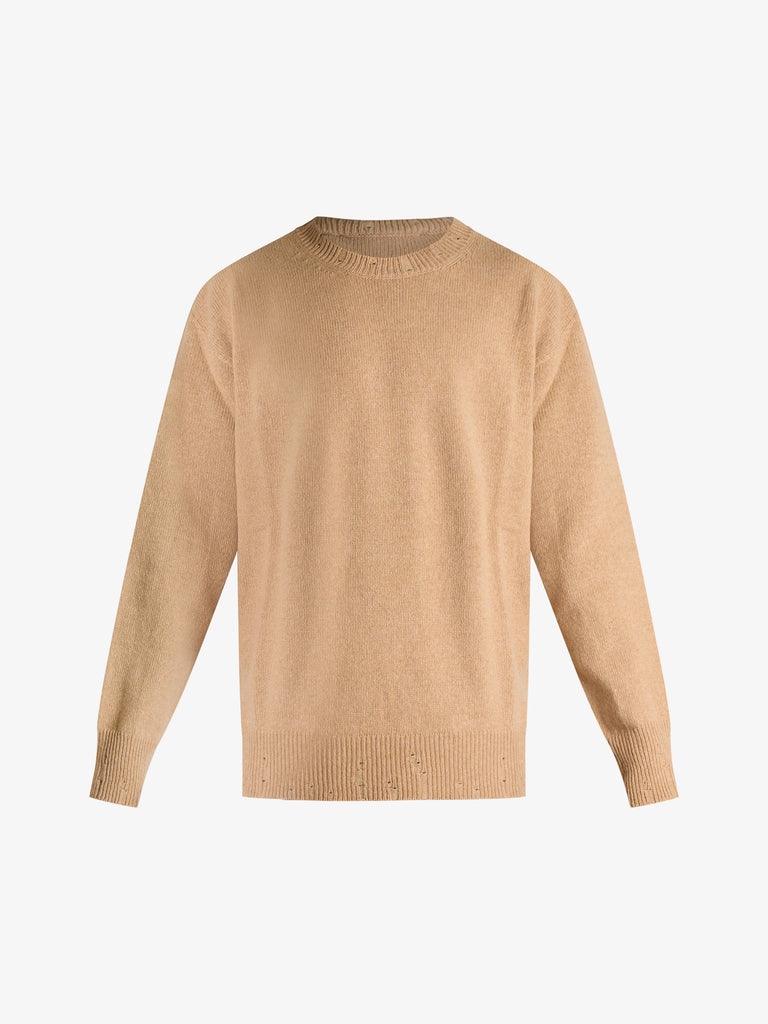 AMARANTO maglia a maniche lunghe uomo beige lana