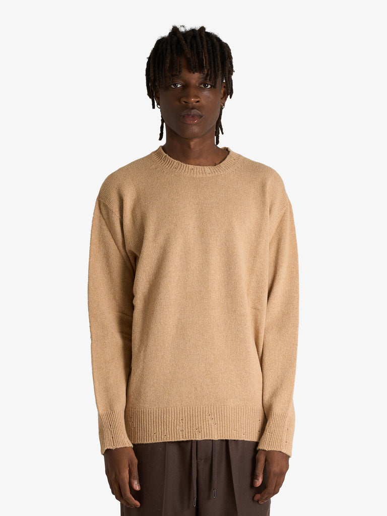 AMARANTO maglia a maniche lunghe uomo beige lana