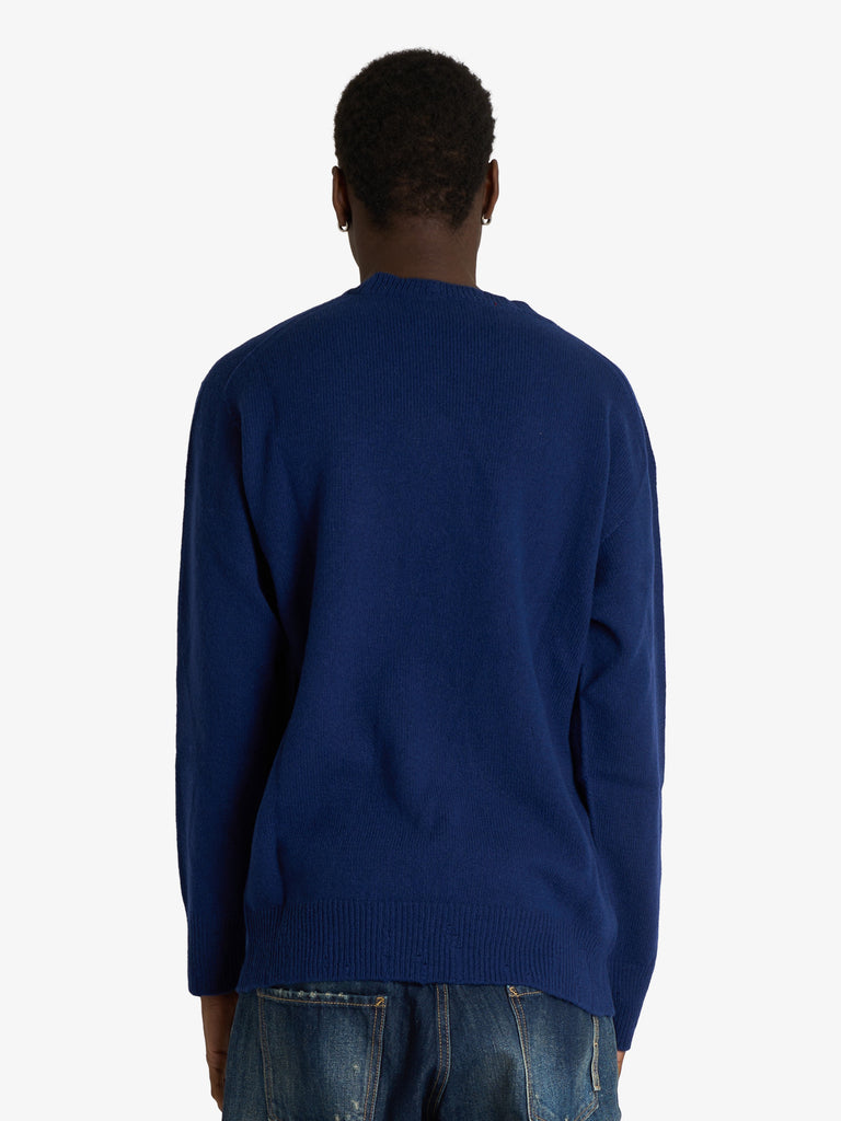 AMARANTO maglia a maniche lunghe uomo blu lana