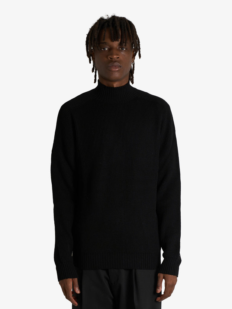 AMARANTO maglia a collo alto uomo nero lana
