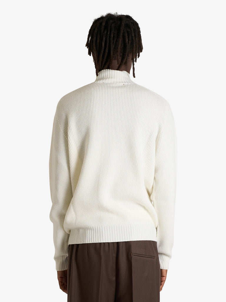 AMARANTO maglia a collo alto uomo panna lana