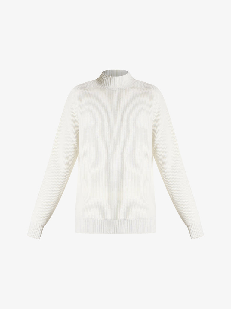 AMARANTO maglia a collo alto uomo panna lana
