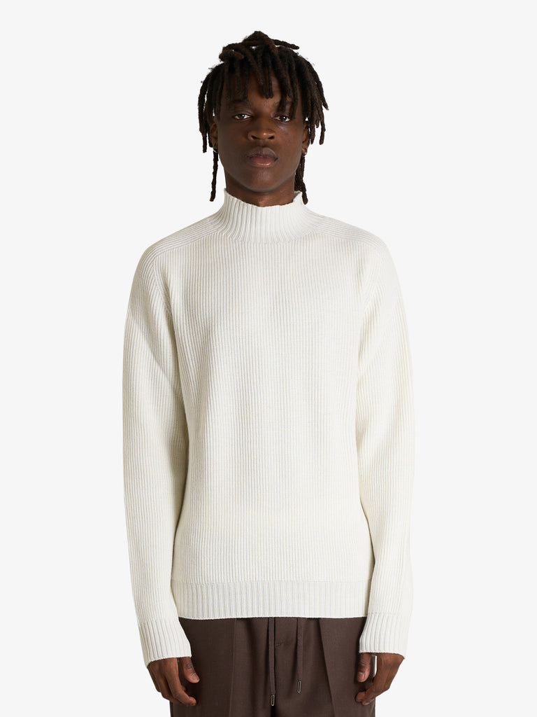 AMARANTO maglia a collo alto uomo panna lana