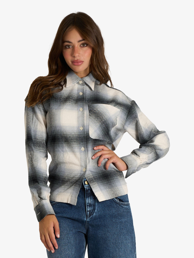 AMISH camicia apron con cut-out donna grigio