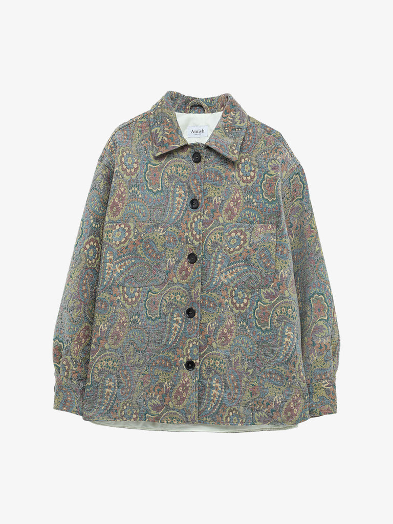 AMISH camicia boxy oversize jacquard uomo grigio