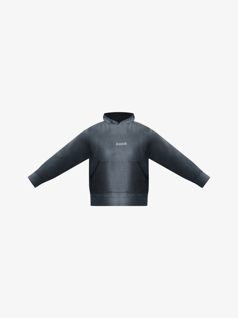 AMISH felpa con cappuccio spray used con logo uomo nero cotone