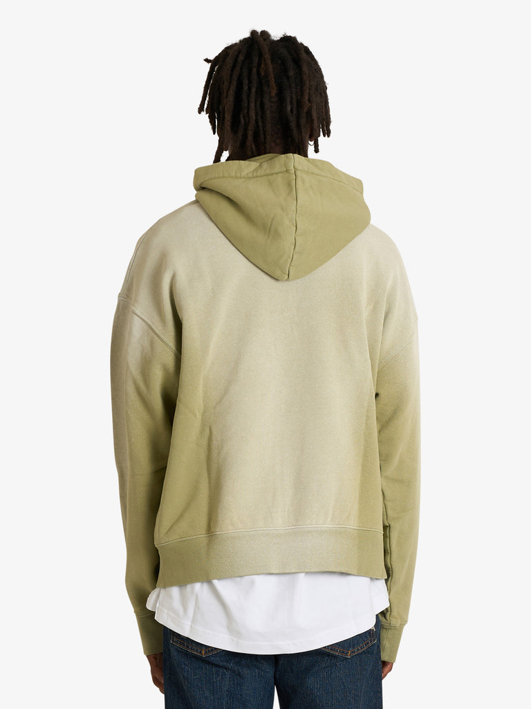 AMISH felpa con cappuccio spray used con logo uomo verde cotone