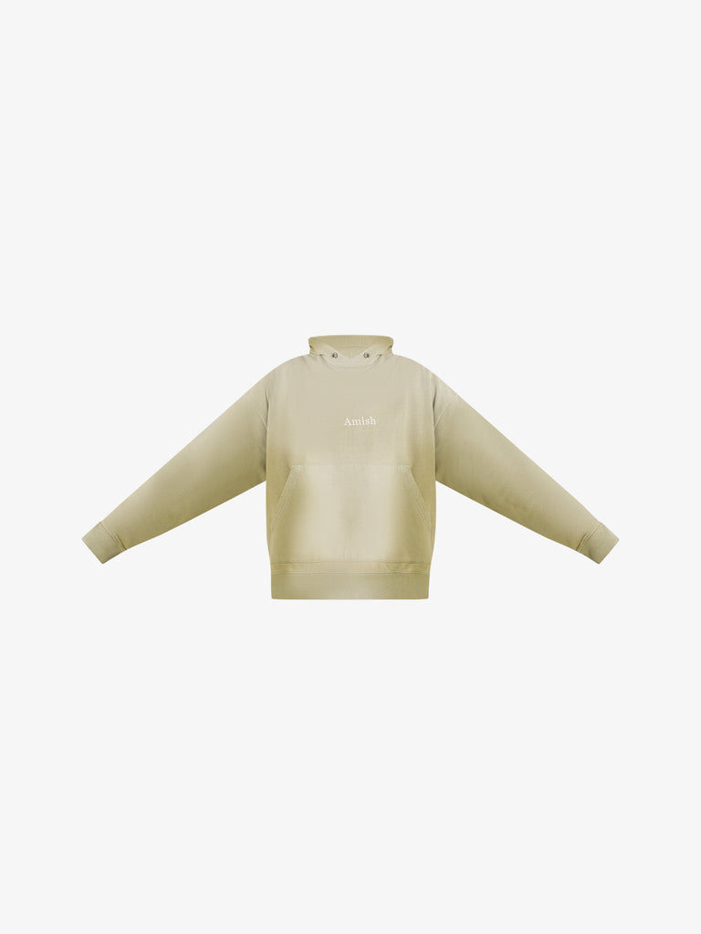 AMISH felpa con cappuccio spray used con logo uomo verde cotone