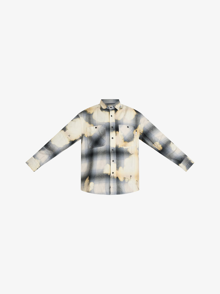 AMISH camicia da lavoro effetto bleached uomo grigio cotone