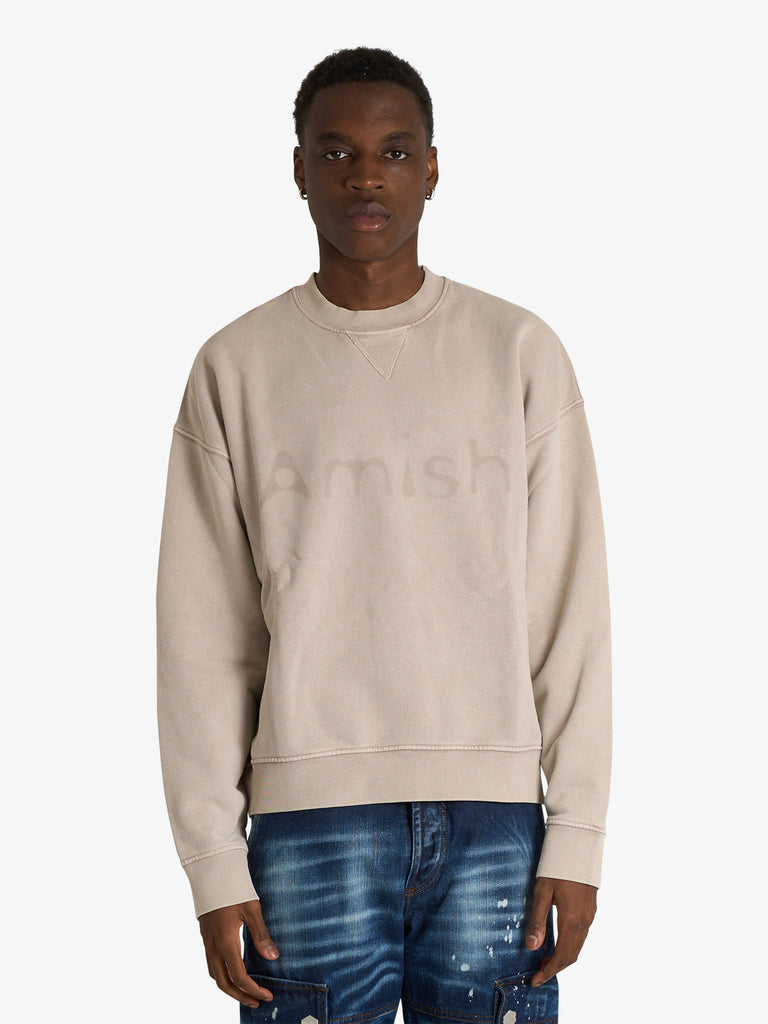 AMISH felpa girocollo crew shadow uomo grigio cotone