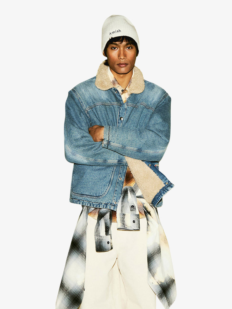 AMISH giubbotto in denim con shearling uomo