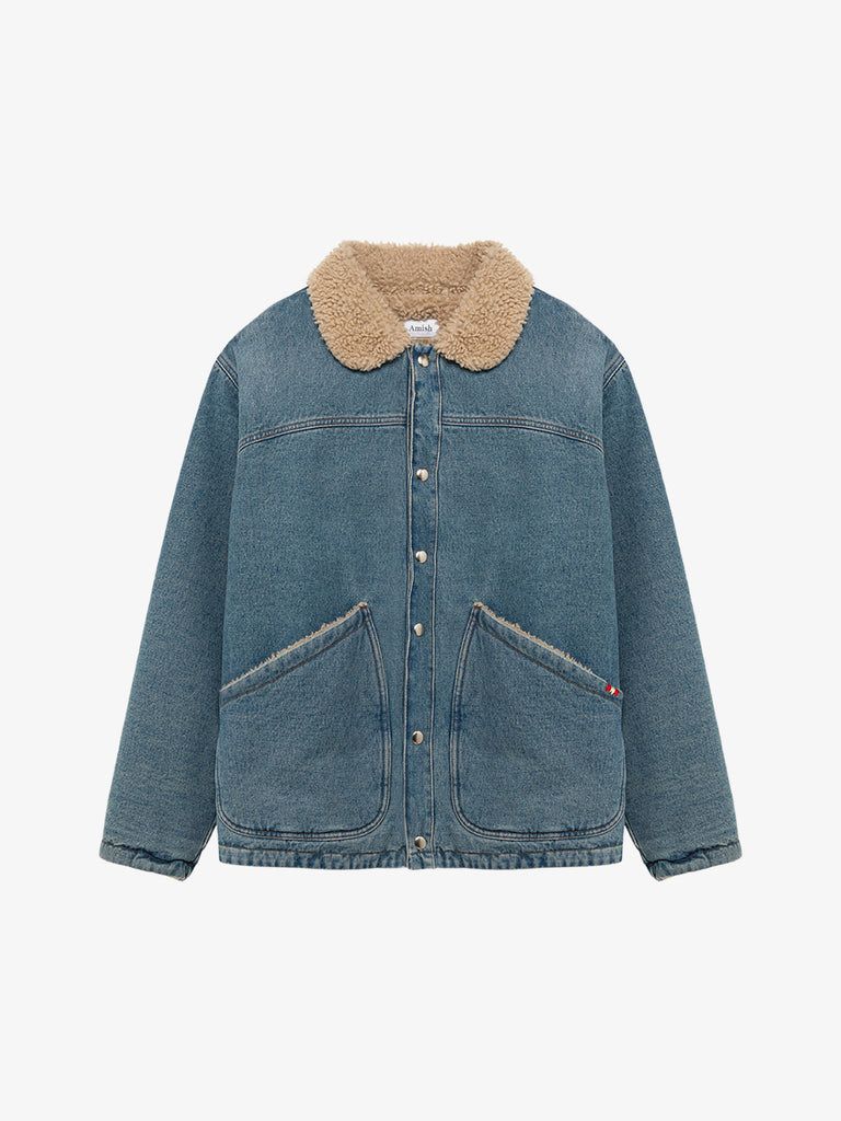 AMISH giubbotto in denim con shearling uomo