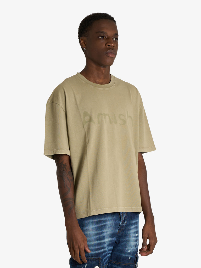 AMISH t-shirt cropped shadow con logo uomo verde