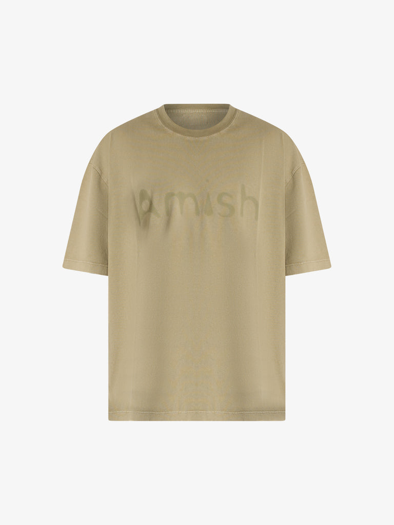 AMISH t-shirt cropped shadow con logo uomo verde