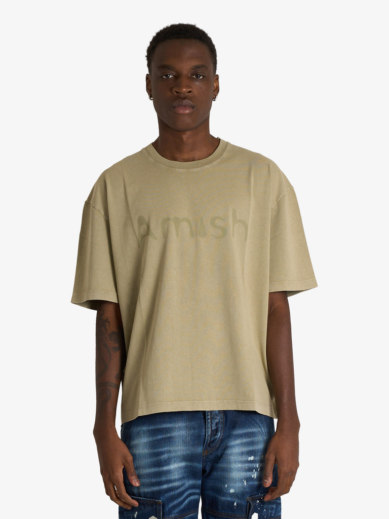 AMISH t-shirt cropped shadow con logo uomo verde