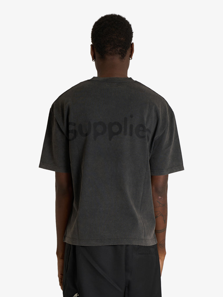 AMISH t-shirt cropped shadow con logo uomo nero