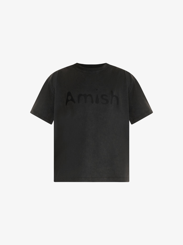 AMISH t-shirt cropped shadow con logo uomo nero