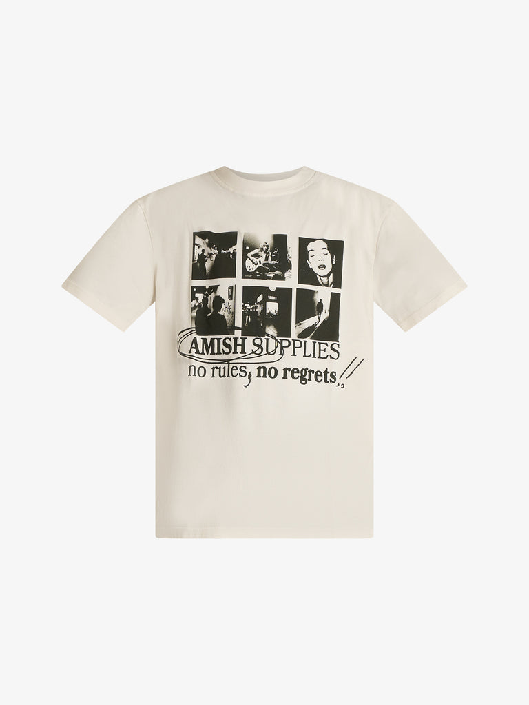AMISH t-shirt girocllo con stampa no rules uomo bianco